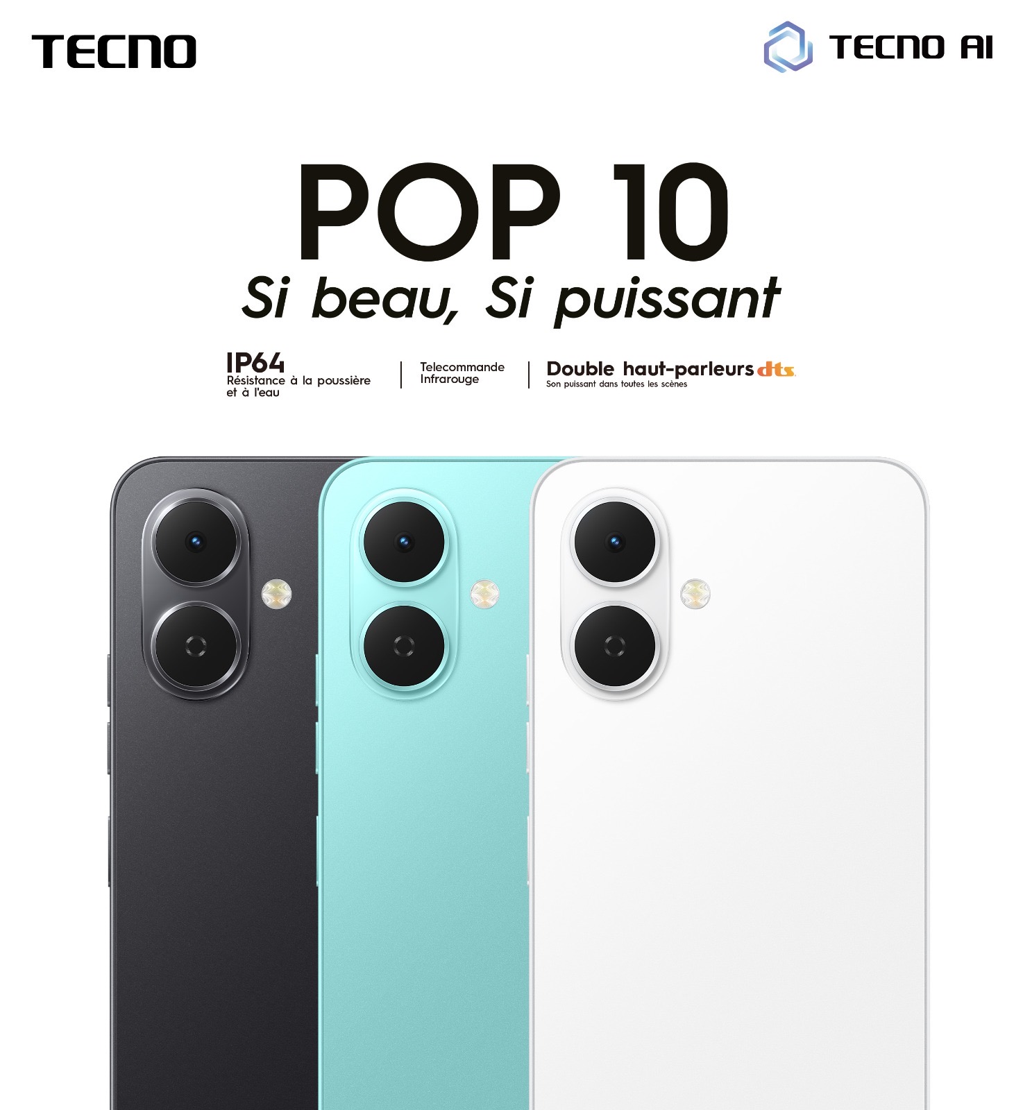 telephone tecno Pop 10 64Go Ram 3 